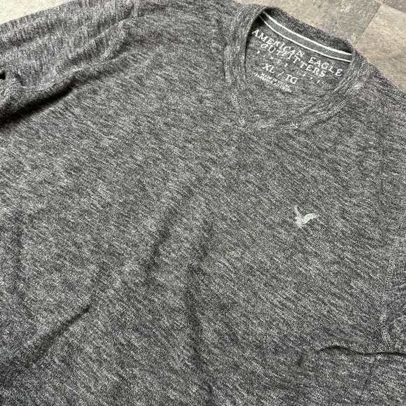 American Eagle Sweater Mens XL Gray Logo 100% Cotton Pull Over Crew Neck Preppy - Picture 3 of 8